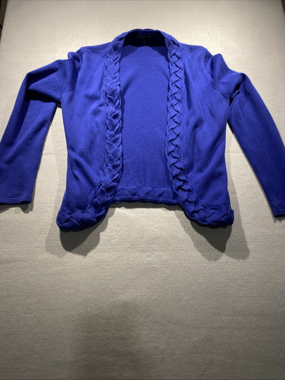 Jones New York Open Short Cardigan Size Medium Cobalt Blue